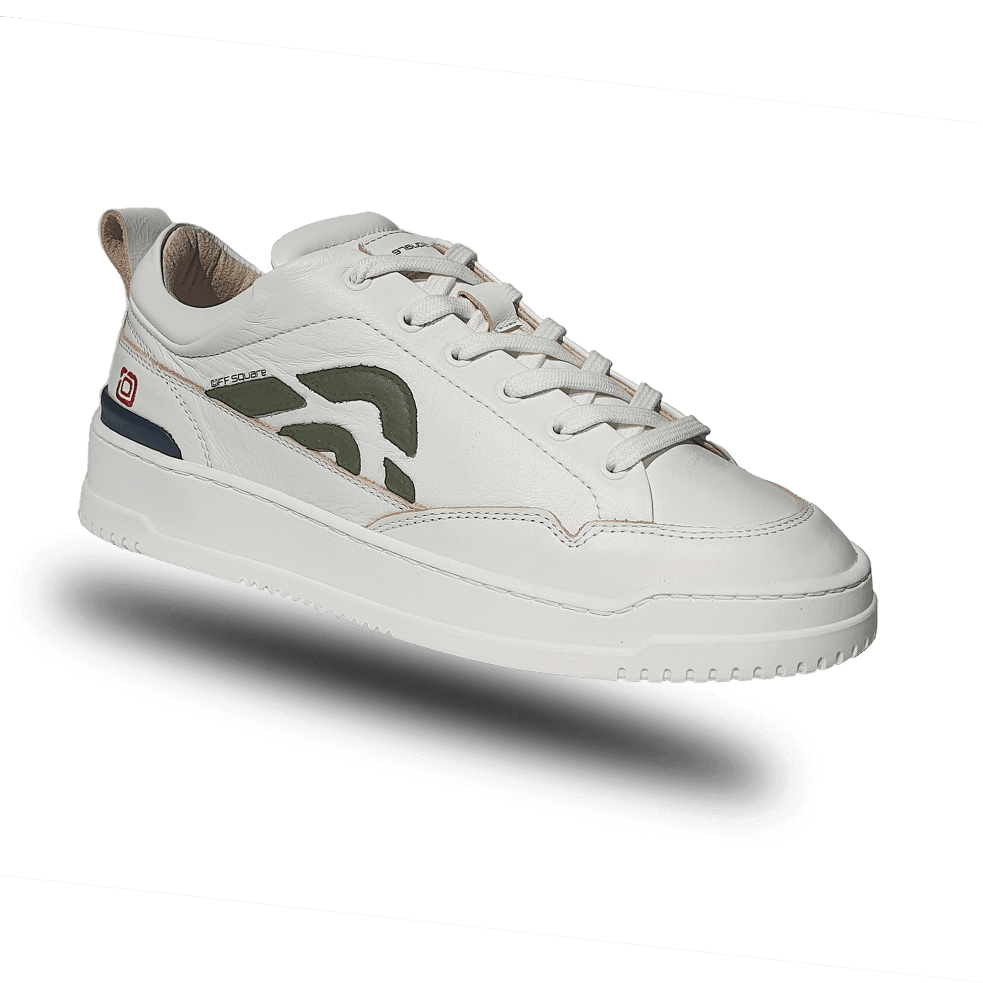 Off-Square duurzame witte unisex sneaker met groen logo