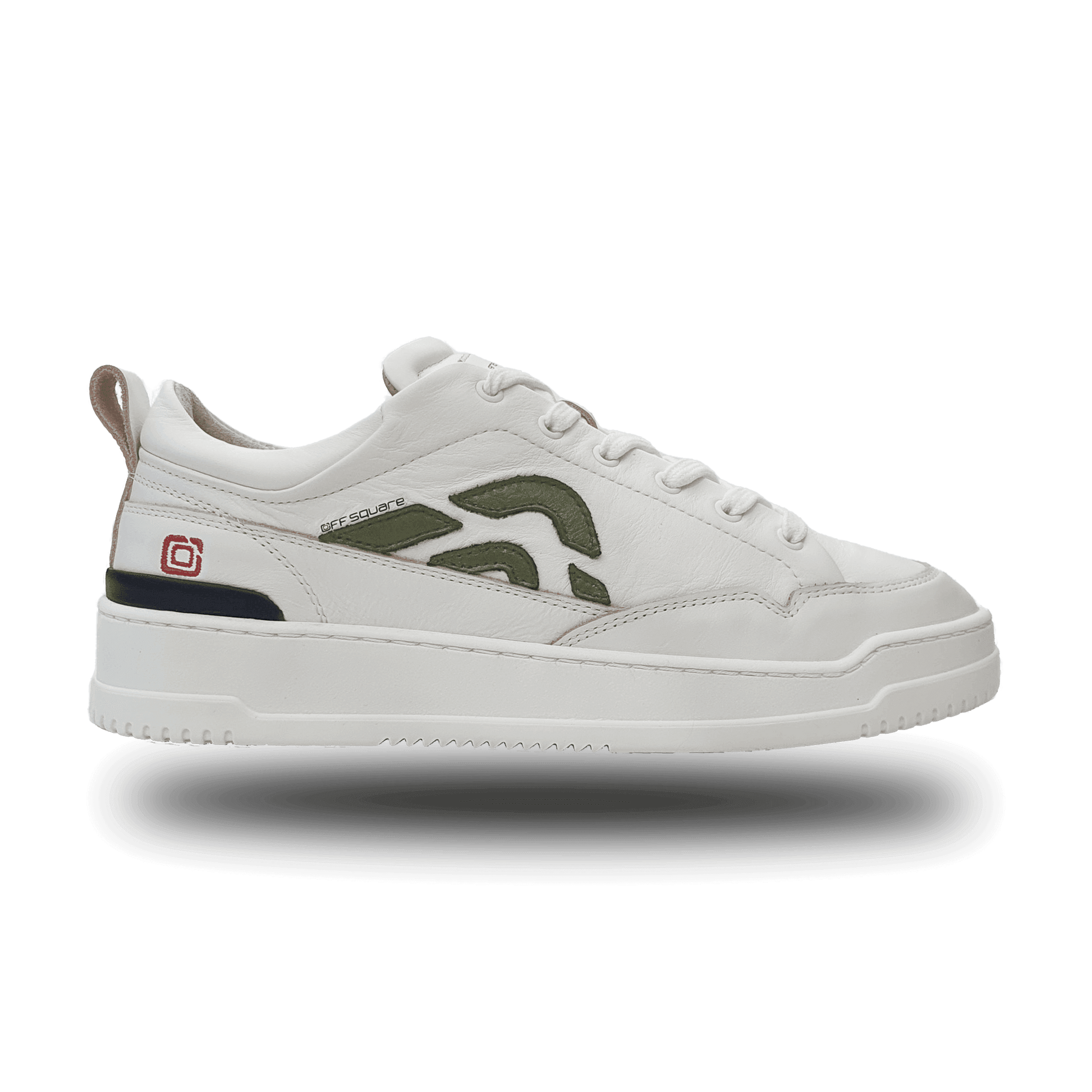 Off-Square duurzame witte unisex sneaker met groen logo